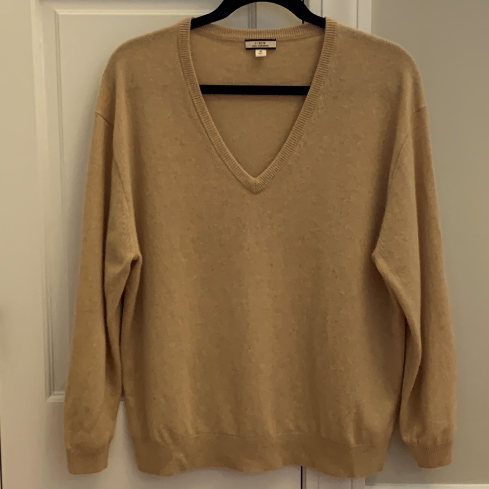 COPY - J.Crew relaxed fit cashmere sweater.  Camel color, size small.